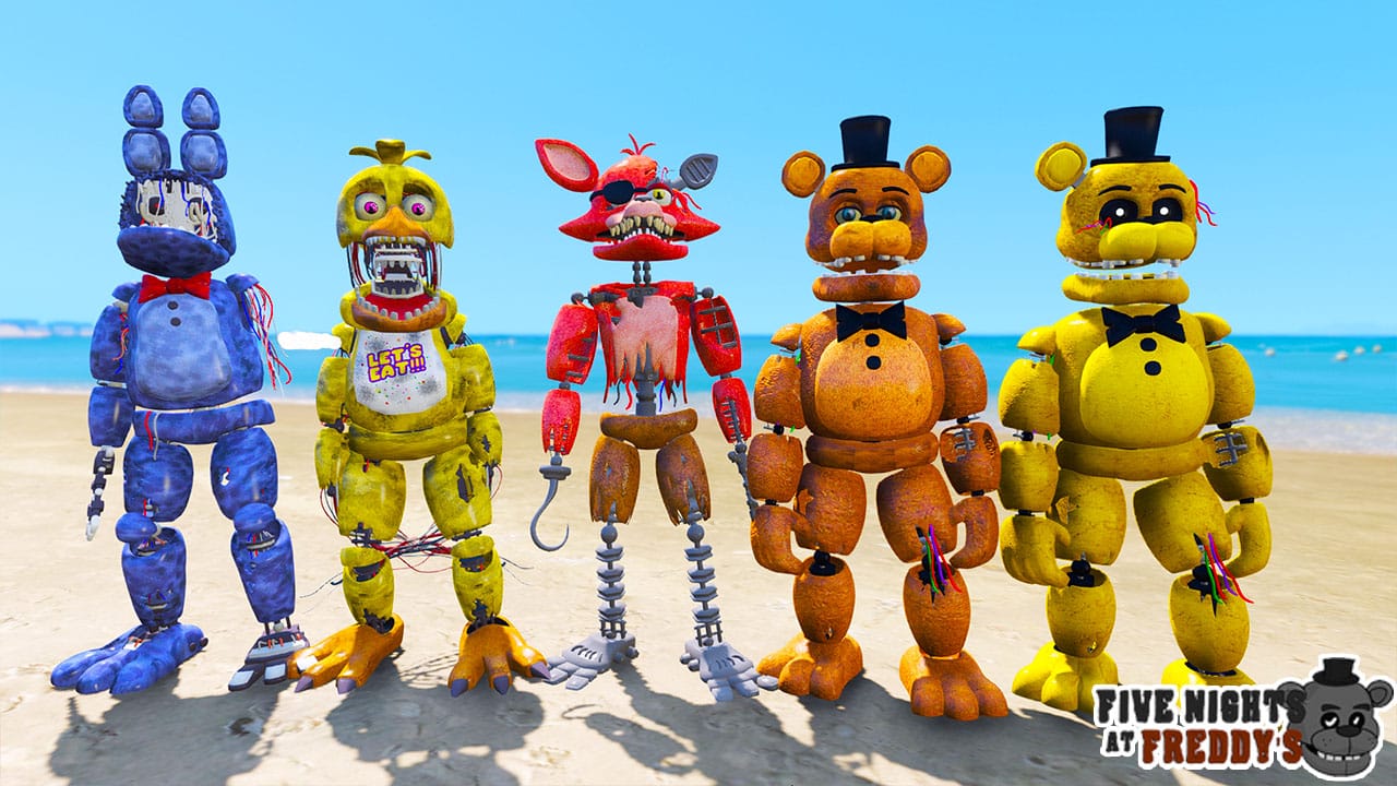 GTA 5 Mods FNAF Withered Animatronics FULL PACK - GTA 5 Mods Website