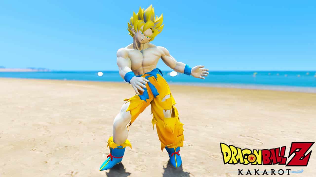 GTA 5 Mods Son Goku SSJ1 (Suit 1) in Dragon Ball Kakarot - GTA 5