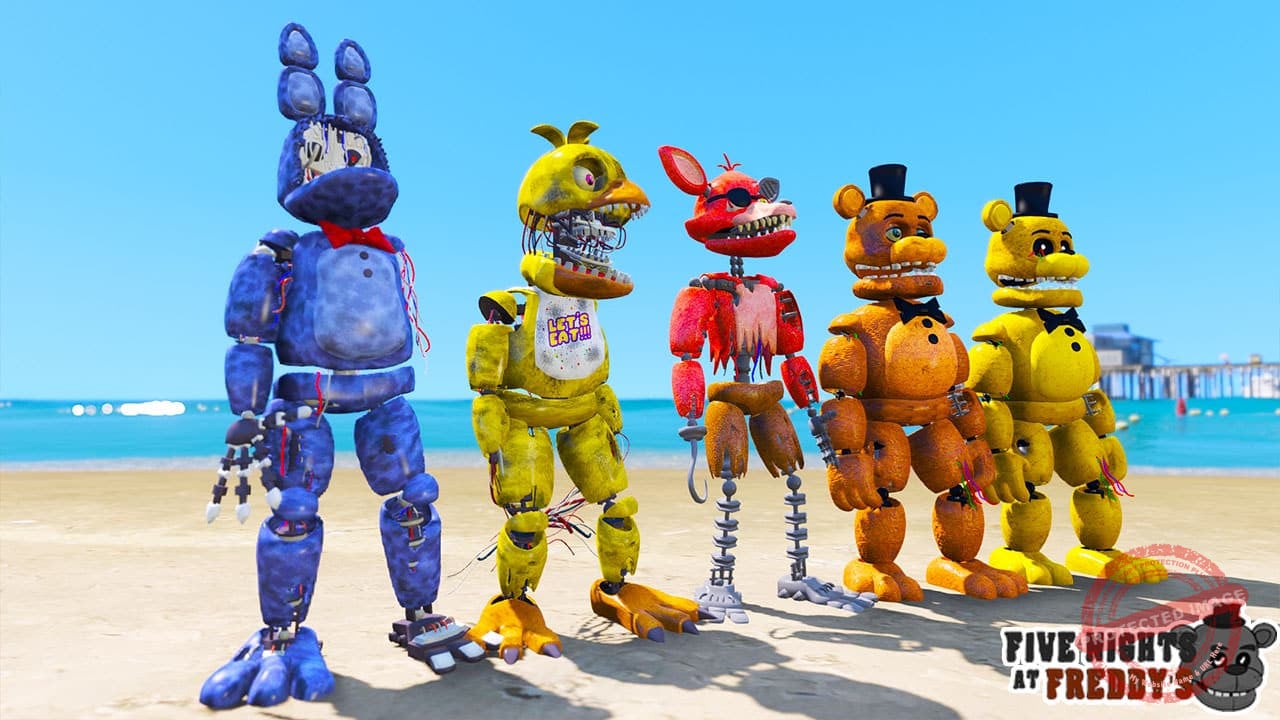 GTA 5 Mods FNAF Withered Animatronics FULL PACK