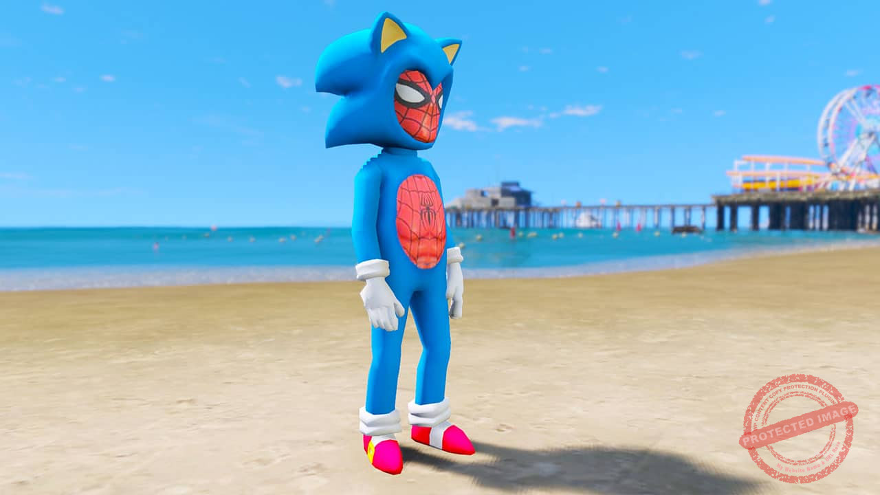 GTA 5 Mods Spiderman in Sonic Suit