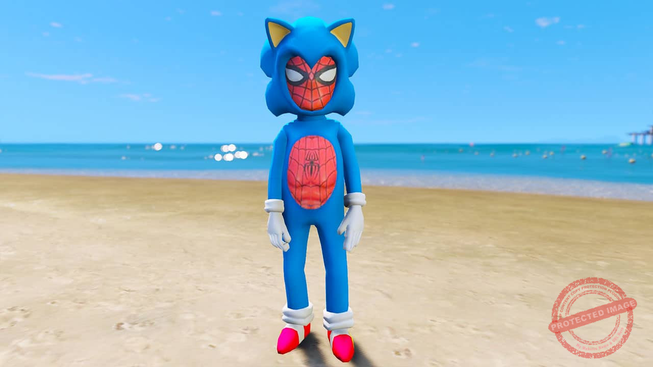 GTA 5 Mods Spiderman in Sonic Suit